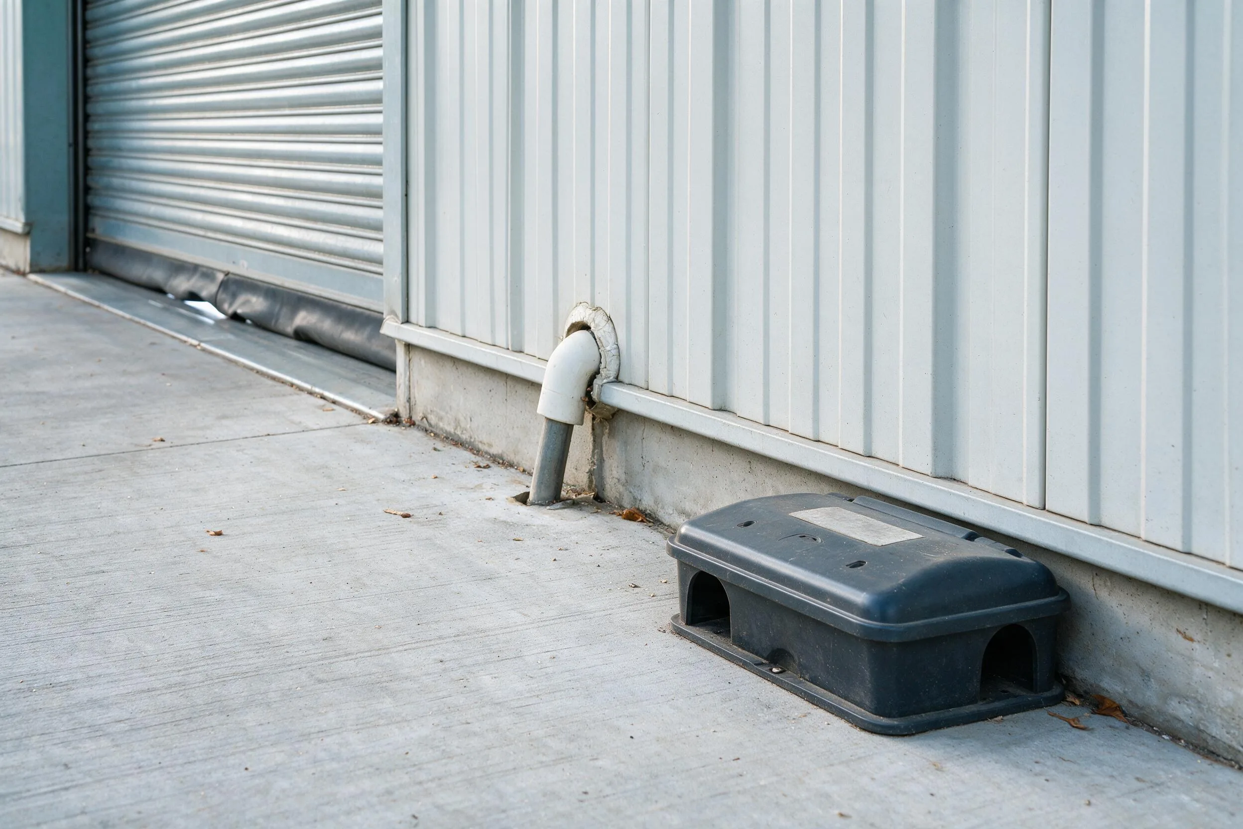 Наружная станция, проход трубы через стену и нижний край ворот